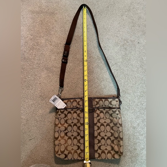 Coach MWT signature crossbody bag khaki with mahogany leather file bag - Picture 1 of 7